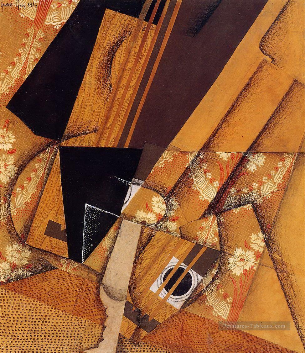 guitare et le verre 1914 Juan Gris Peintures à l'huile